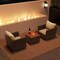Brown Rattan Outdoor Sofa Set 2 Single Sofas Acacia Wood Coffee Table